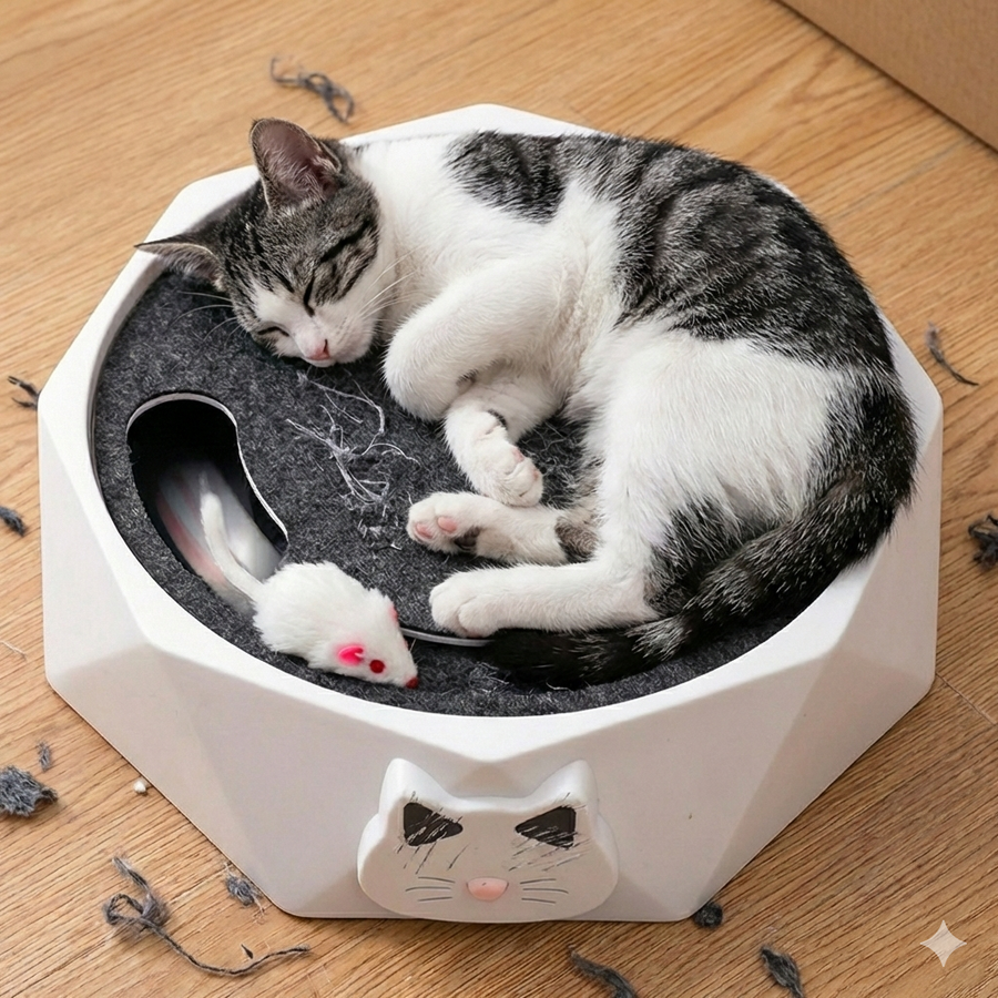 Catfri® MouseHunting - Interaktivt Musejagt-legetøj med Kradseunderlag til Katte