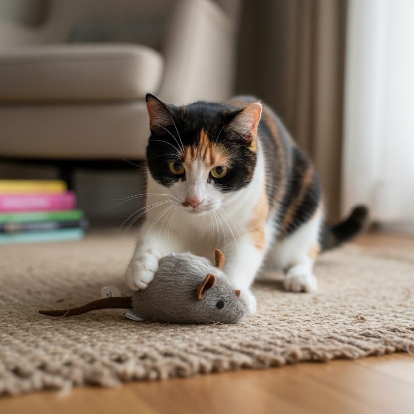 Catfri® SqueakyMouse 1+1 GRATIS: Realistisk Interaktivt Kattelegetøj - Pibende Mus