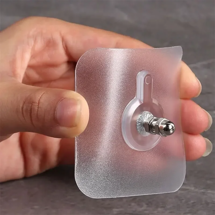 GlideHold® TransparentHook: Stærk Selvklæbende Vægholder – Gennemsigtig Krog Uden Boring