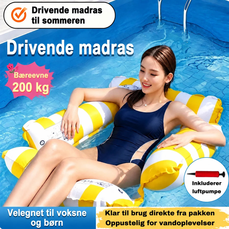Oppustelig flydestol med stribede flydere til poolen
