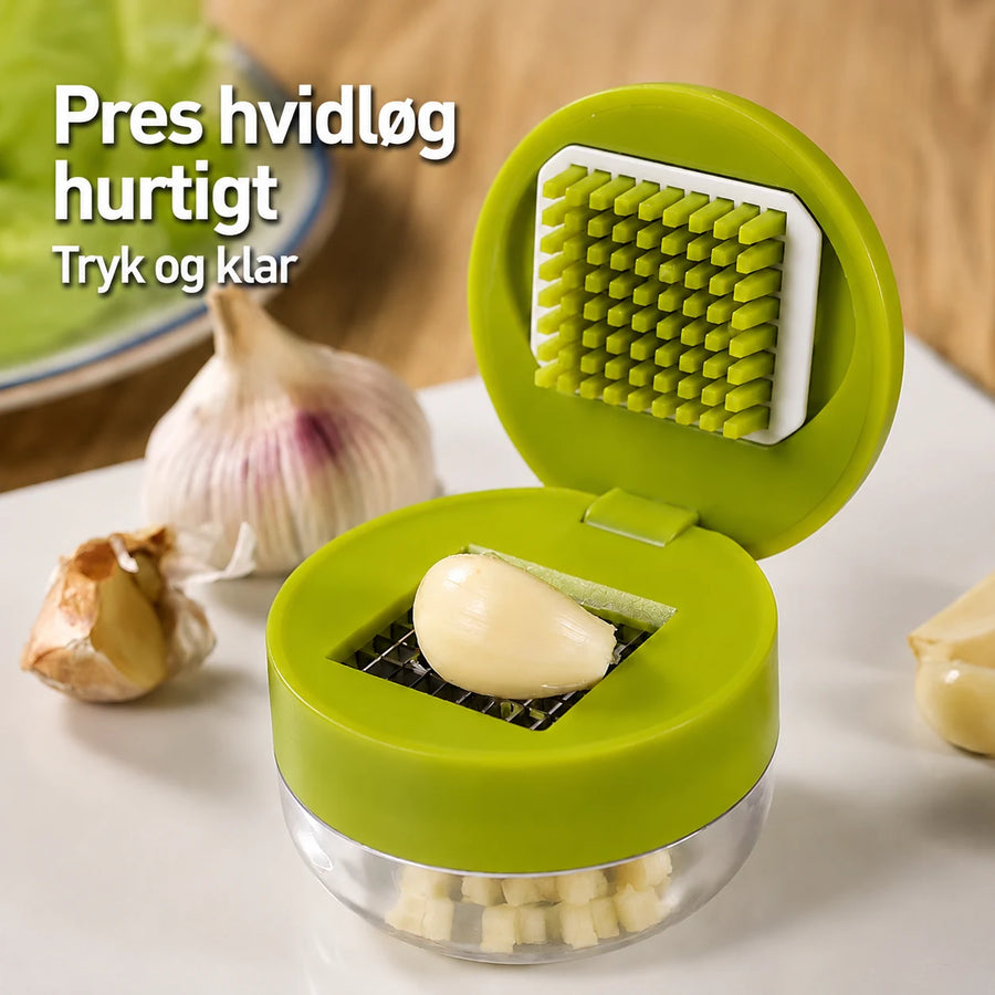 Manuel hvidløgspresser med opsamler
