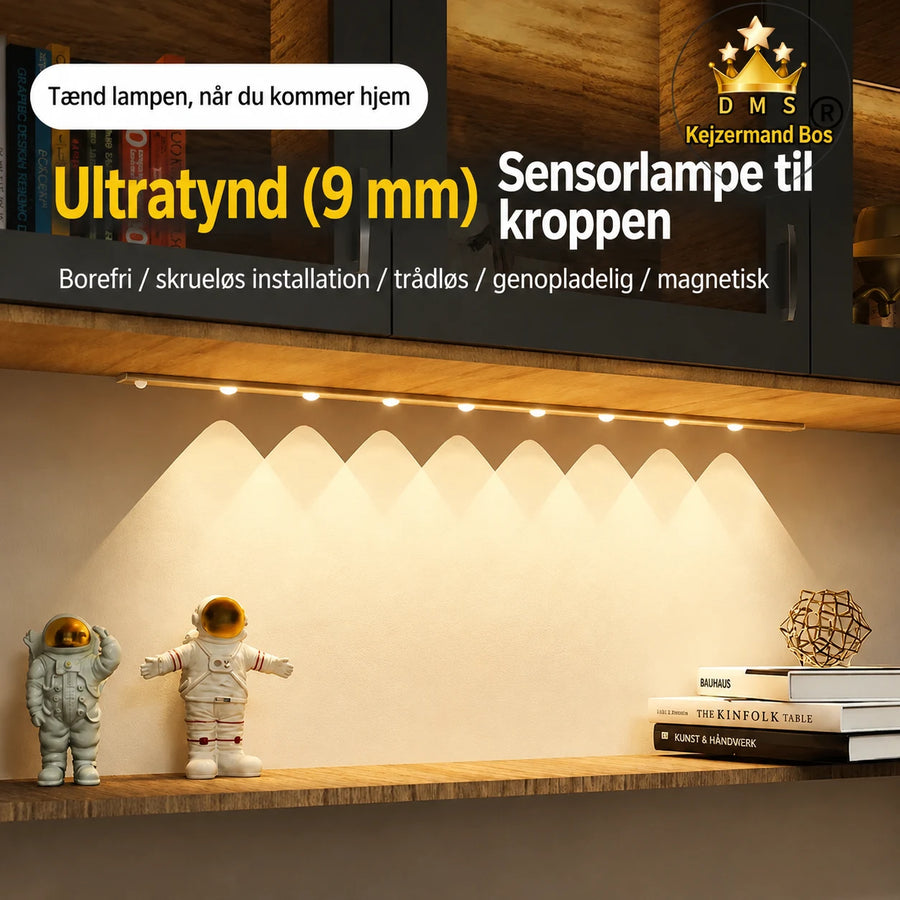 Opladelig LED-skabslampe med bevægelsessensor og magnetmontering