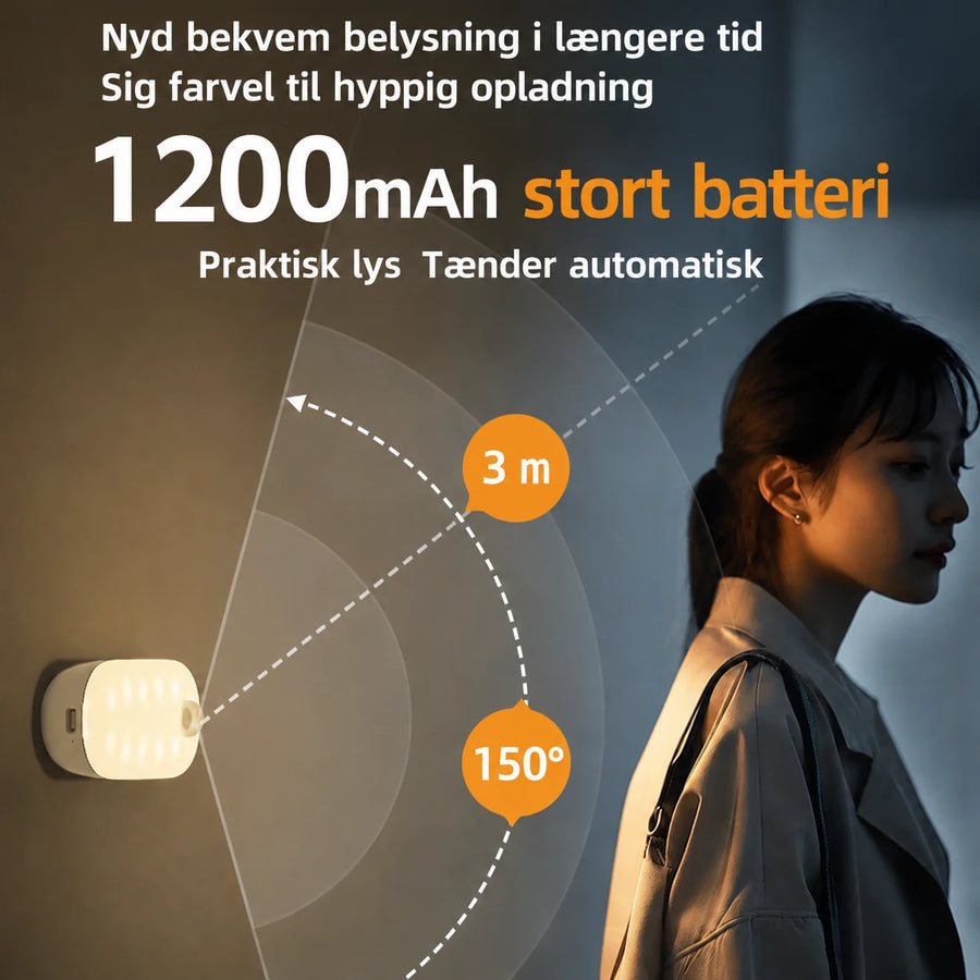 Natlampe med bevægelses- og lyssensor