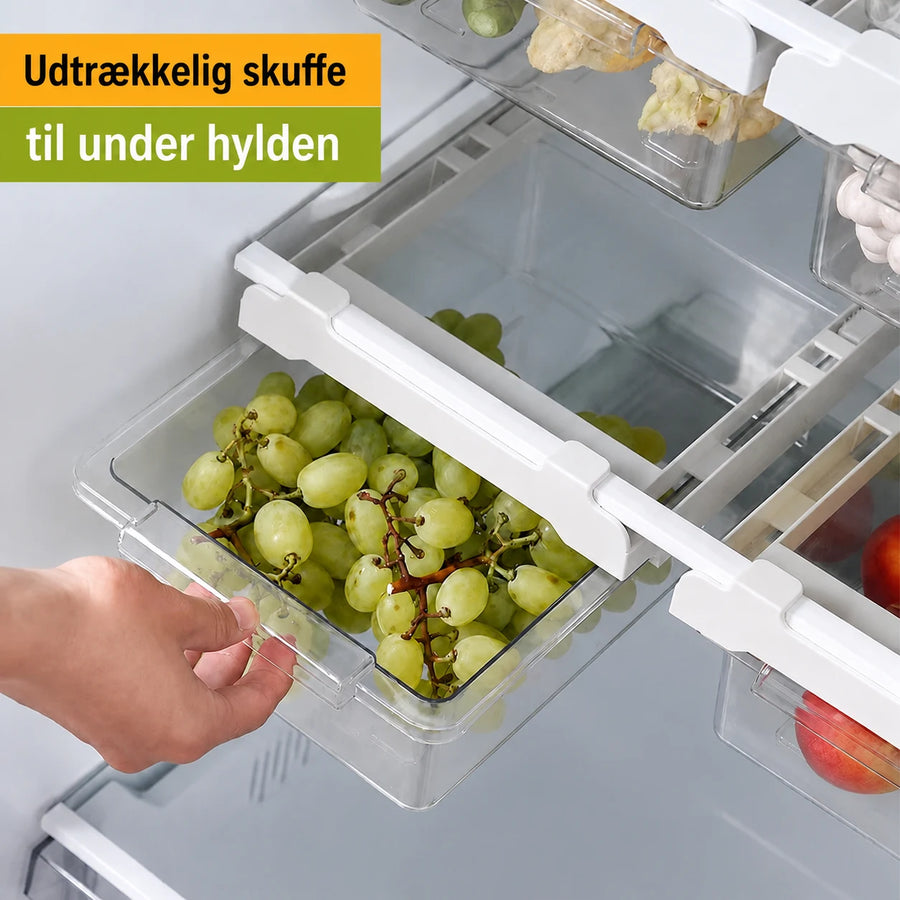 Udtrækkelig køleskabsskuffe til under hylden