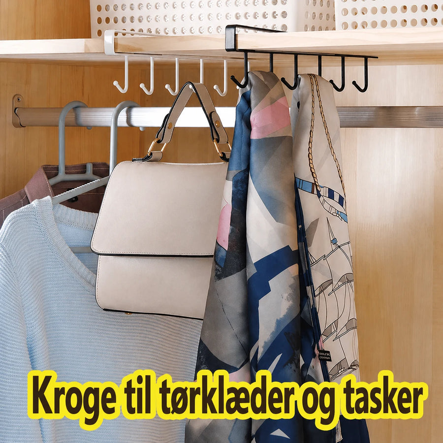 Krogrække til hylde i jern med 6 kroge