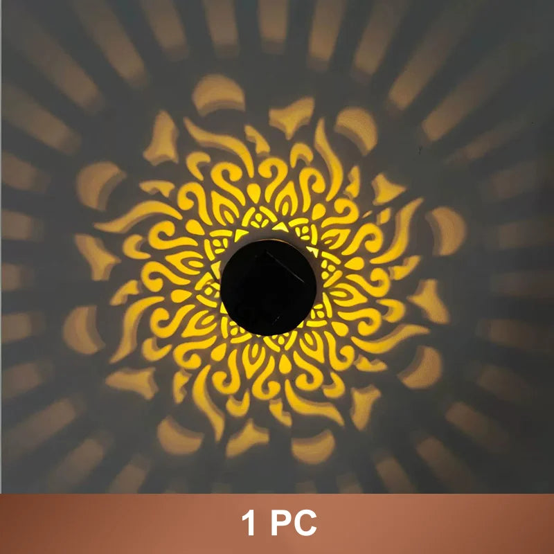 Solcellelampe med mandala-projektion og IP65