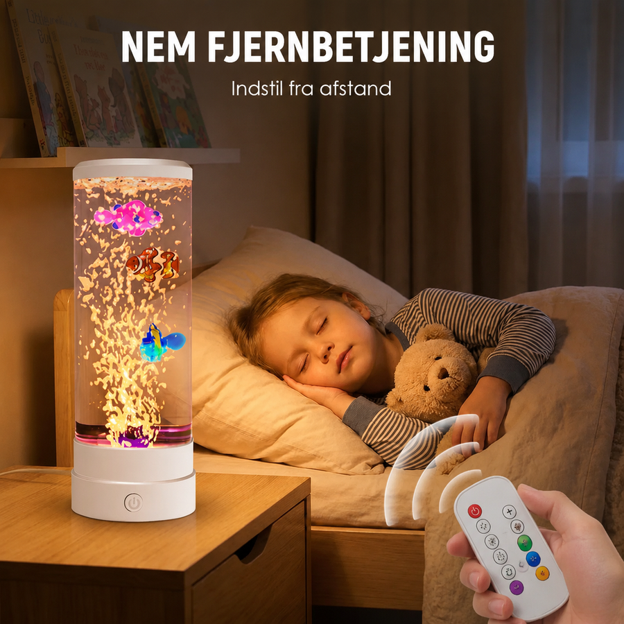 LED-akvarielampe med bobler og fjernbetjening
