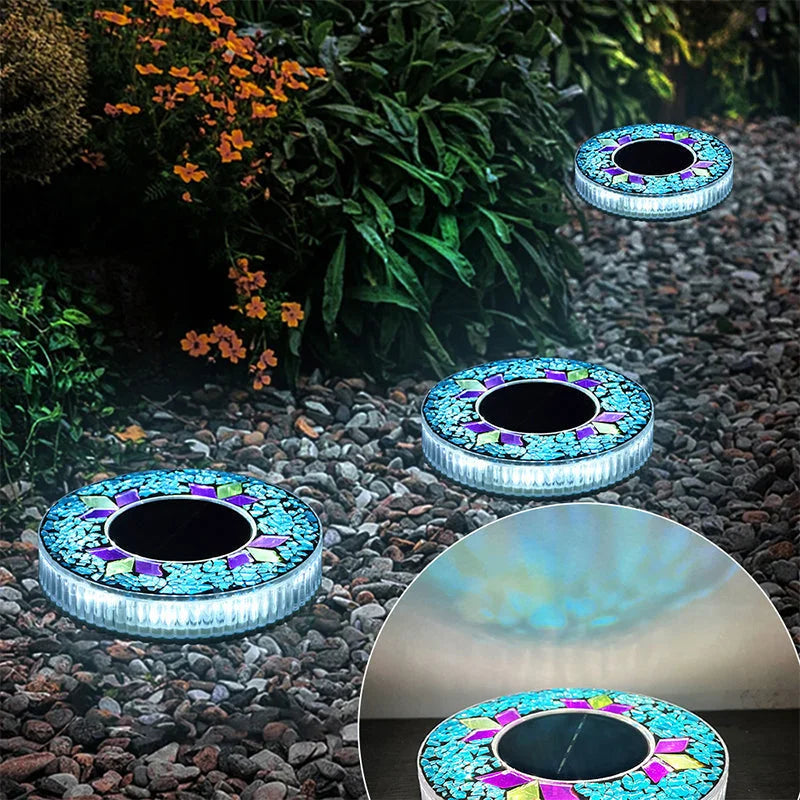 Vandtætte solcelle-havelamper med LED og mosaik
