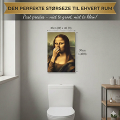 Mona Lisa holder sig for næsen – lærredsprint (Uden ramme)