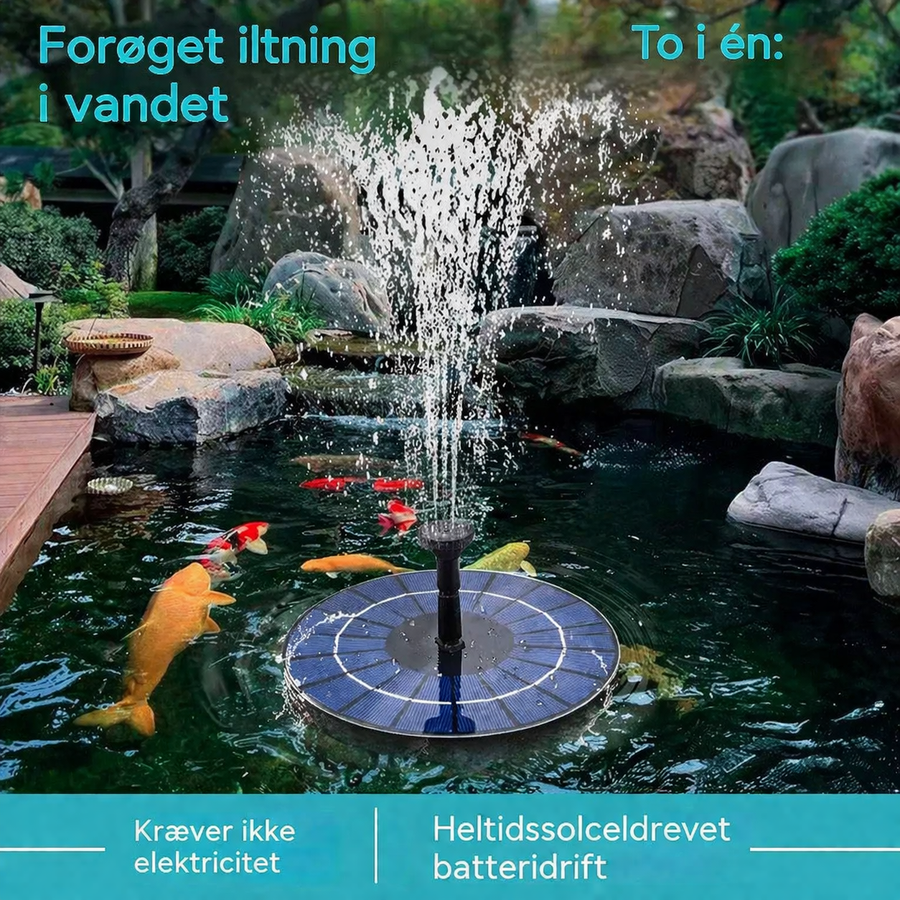 Soldrevet flydende vandfontÃ¦ne med lys, 13 cm