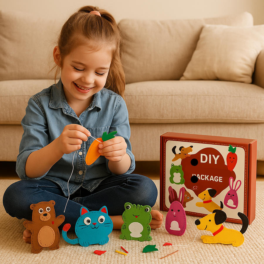 Kletshuts™ SewingCraft 1+1 GRATIS: DIY Syningssæt med Dyr til Børn – Kreativt Håndværkssæt