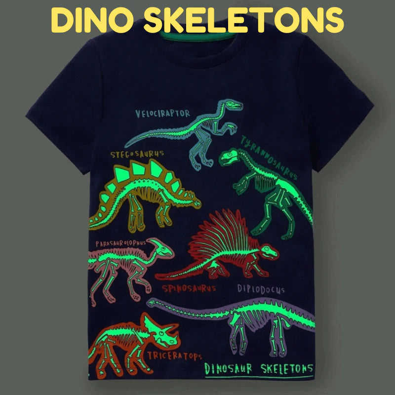 Icone™ DinoShirt: Dinosaur T-shirt der Lyser i Mørket til Børn