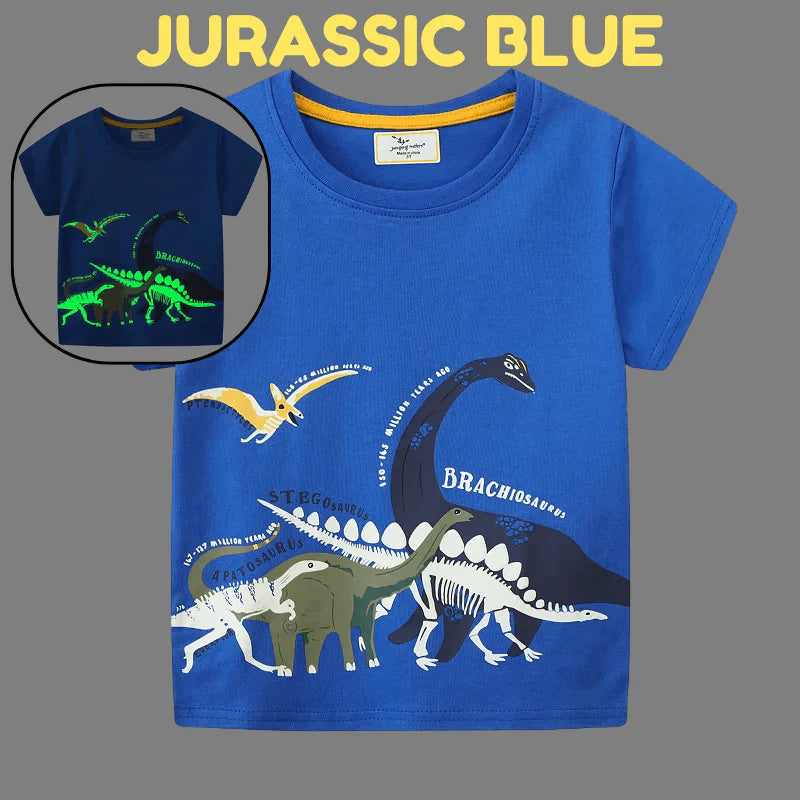 Icone™ DinoShirt: Dinosaur T-shirt der Lyser i Mørket til Børn