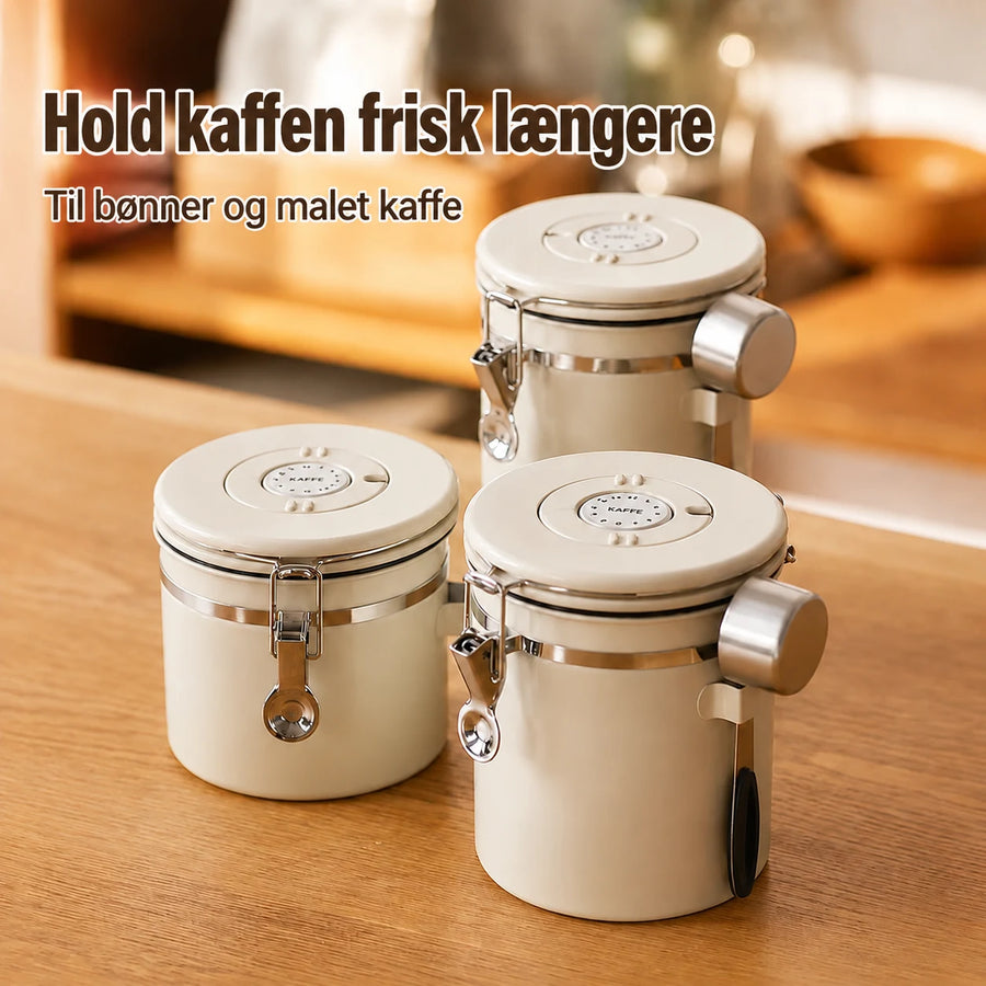 Lufttæt kaffedåse med envejsventil