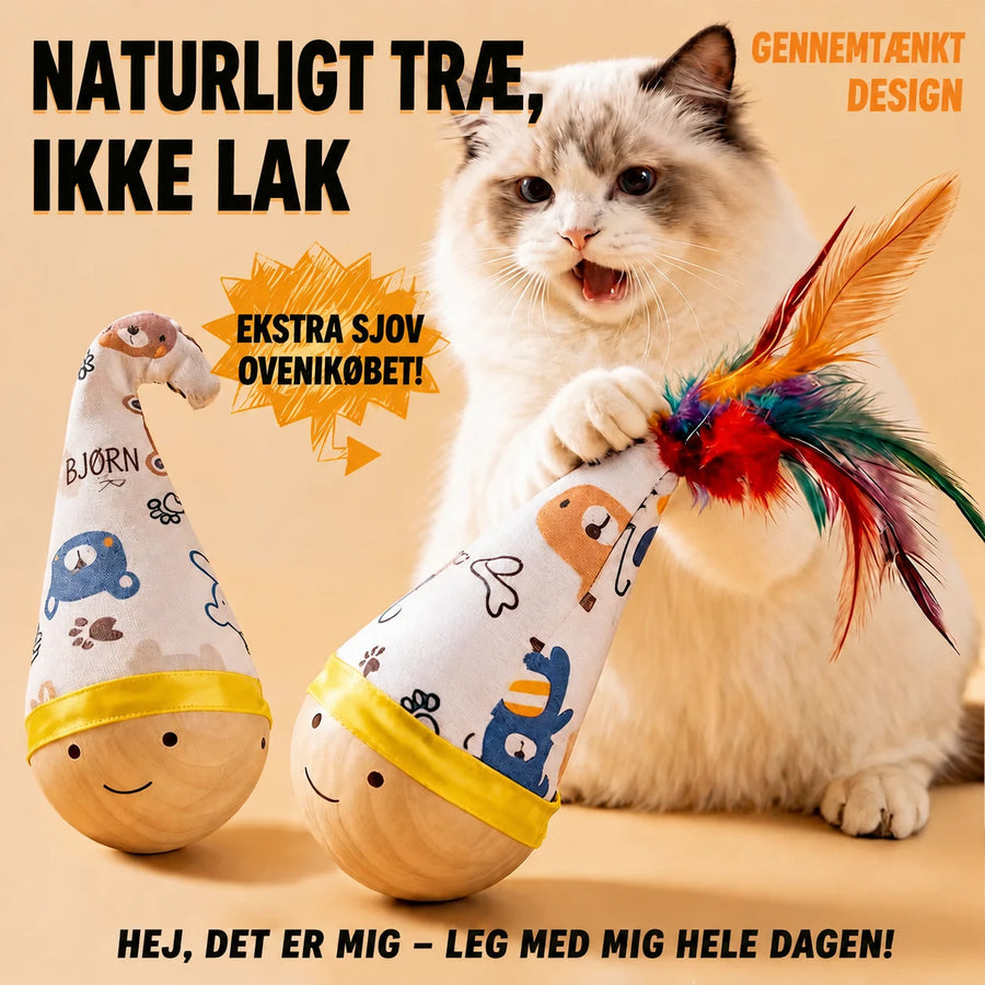 Vippende kattelegetøj i bøgetræ