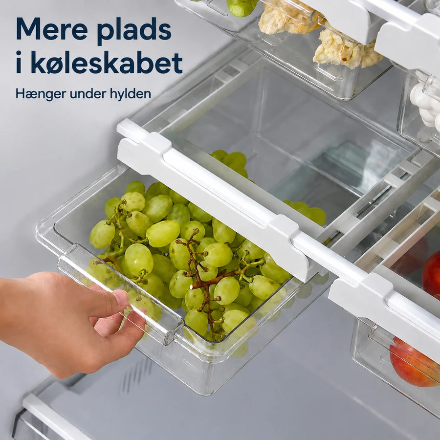 Udtrækkelig køleskabsskuffe til under hylden
