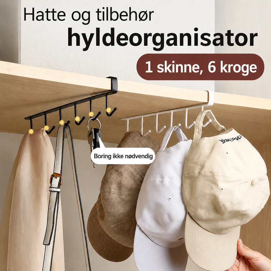 Krogrække til hylde i jern med 6 kroge