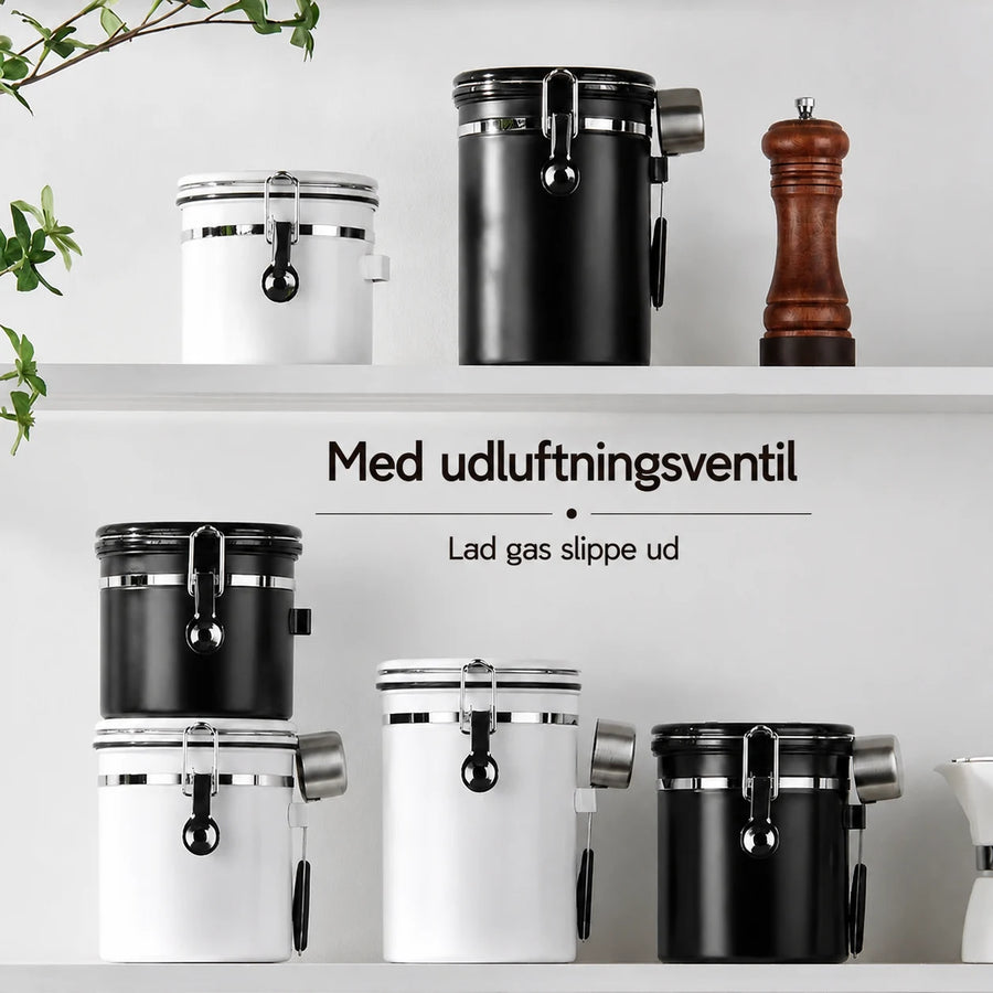 Lufttæt kaffedåse med envejsventil
