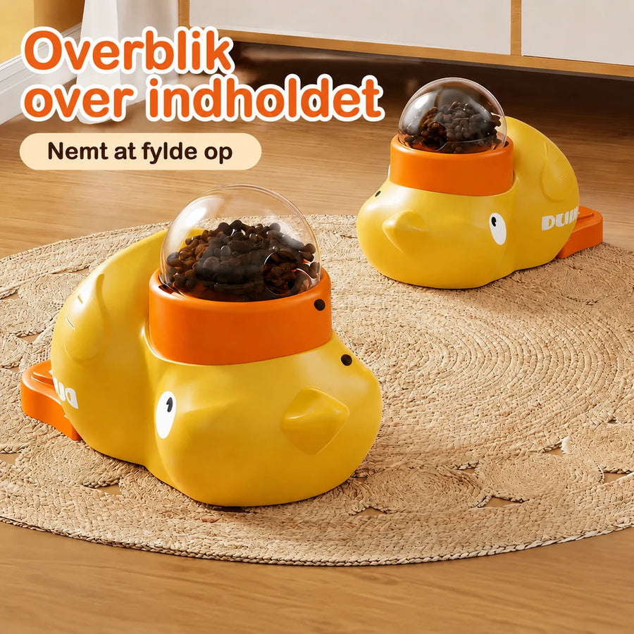 Andeformet snackdispenser til katte og hunde